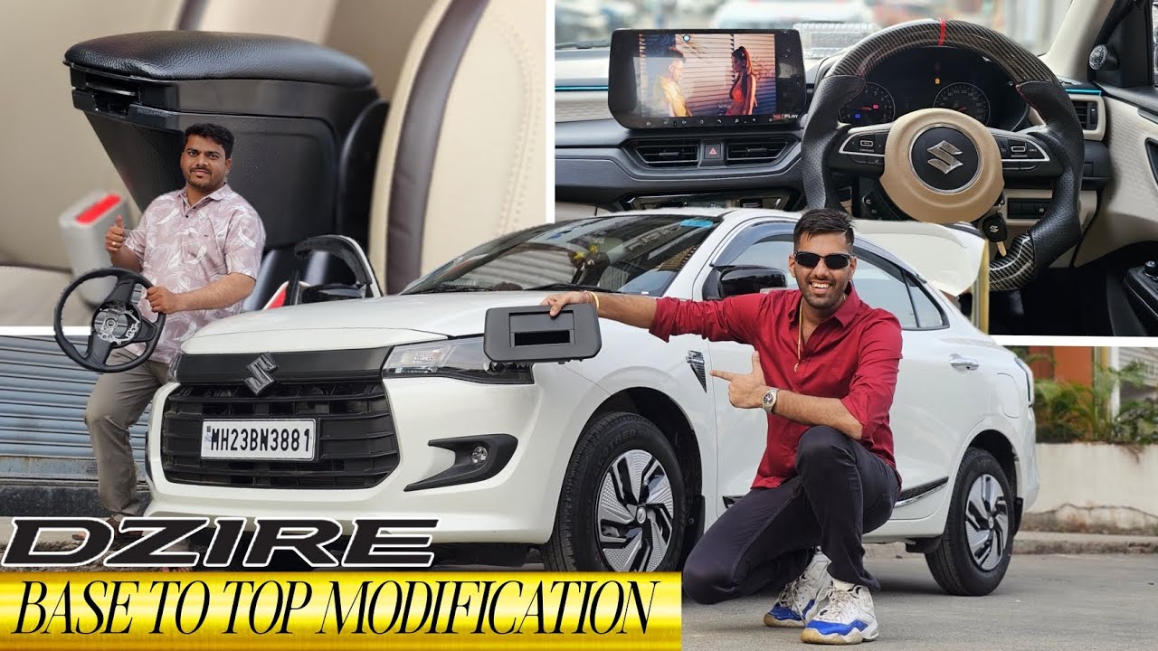 DZIRE FACELIFT BASE TO TOP MODIFICATION WITH MUSCLE STEERING & GENUINE ARMREST...!!!