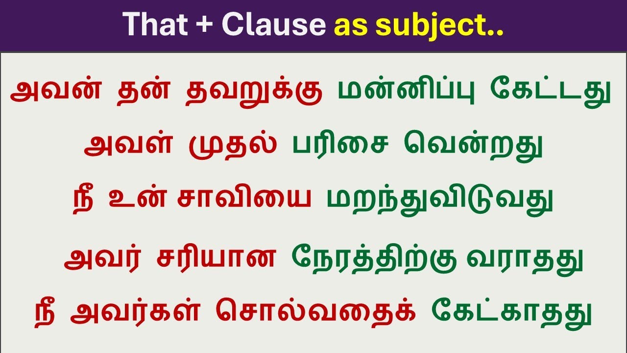 That +clause  as Subject | Spoken English in Tamil