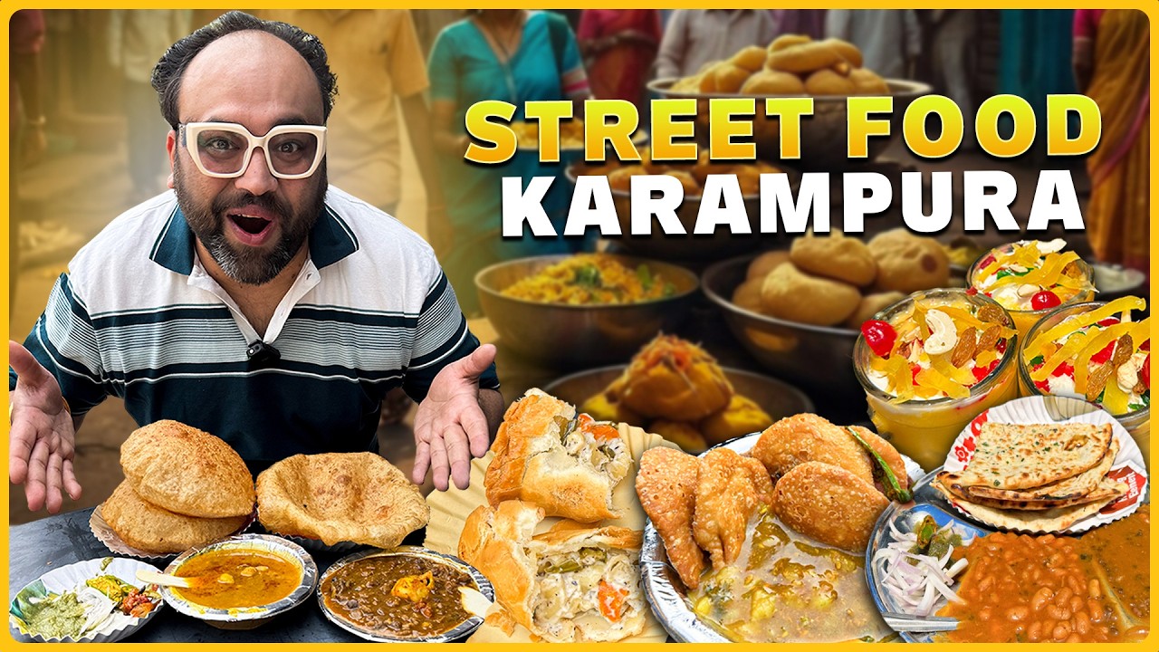 Street Food KARAMPURA | Kallu Uncle Ke Naan, Brijwasi Kachori, Mohan Ji Ki Bedmi, Kumar Samose Wala