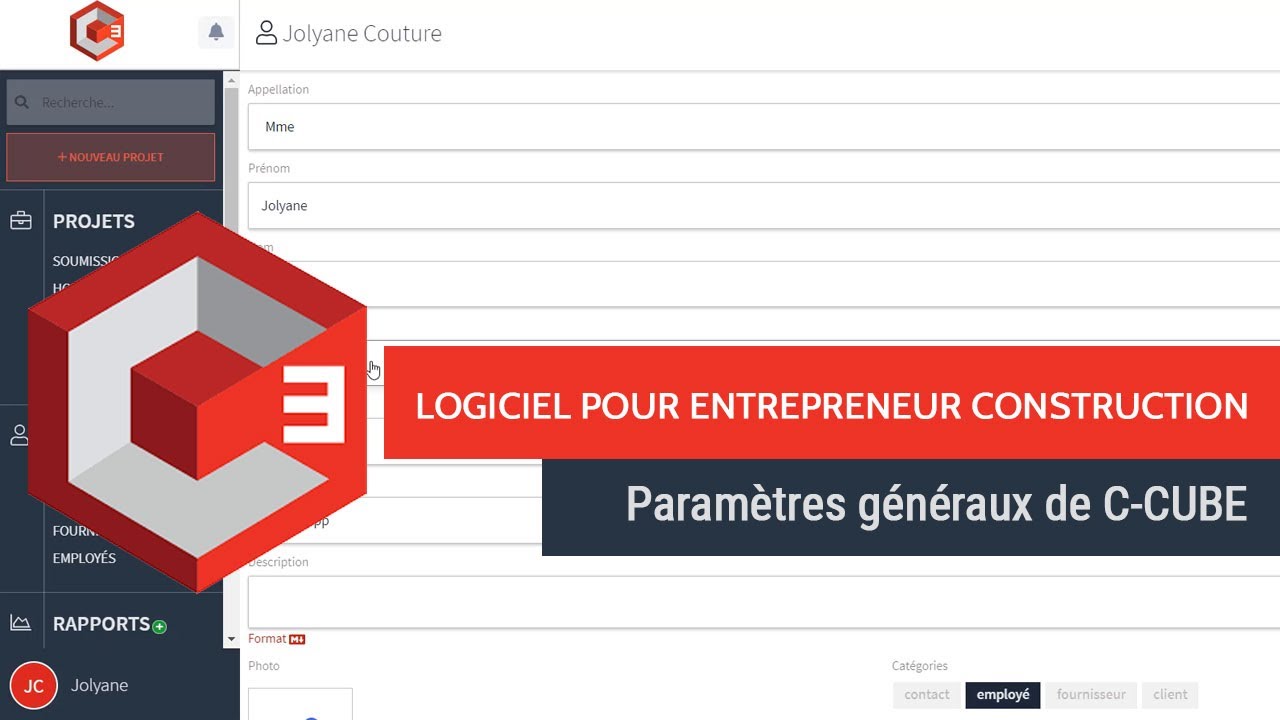 Paramètres généraux | C-CUBE - Logiciel pour entrepreneur en construction