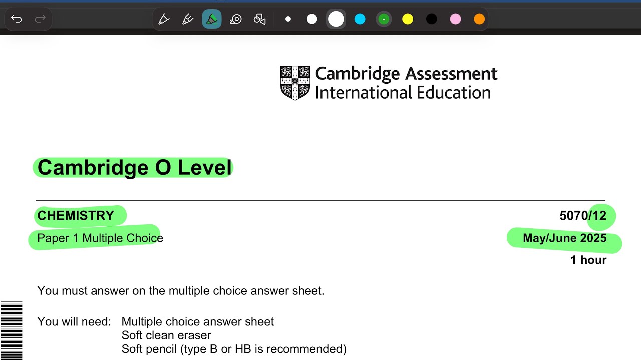 OLEVELS chemistry MAY JUNE 2025 P12