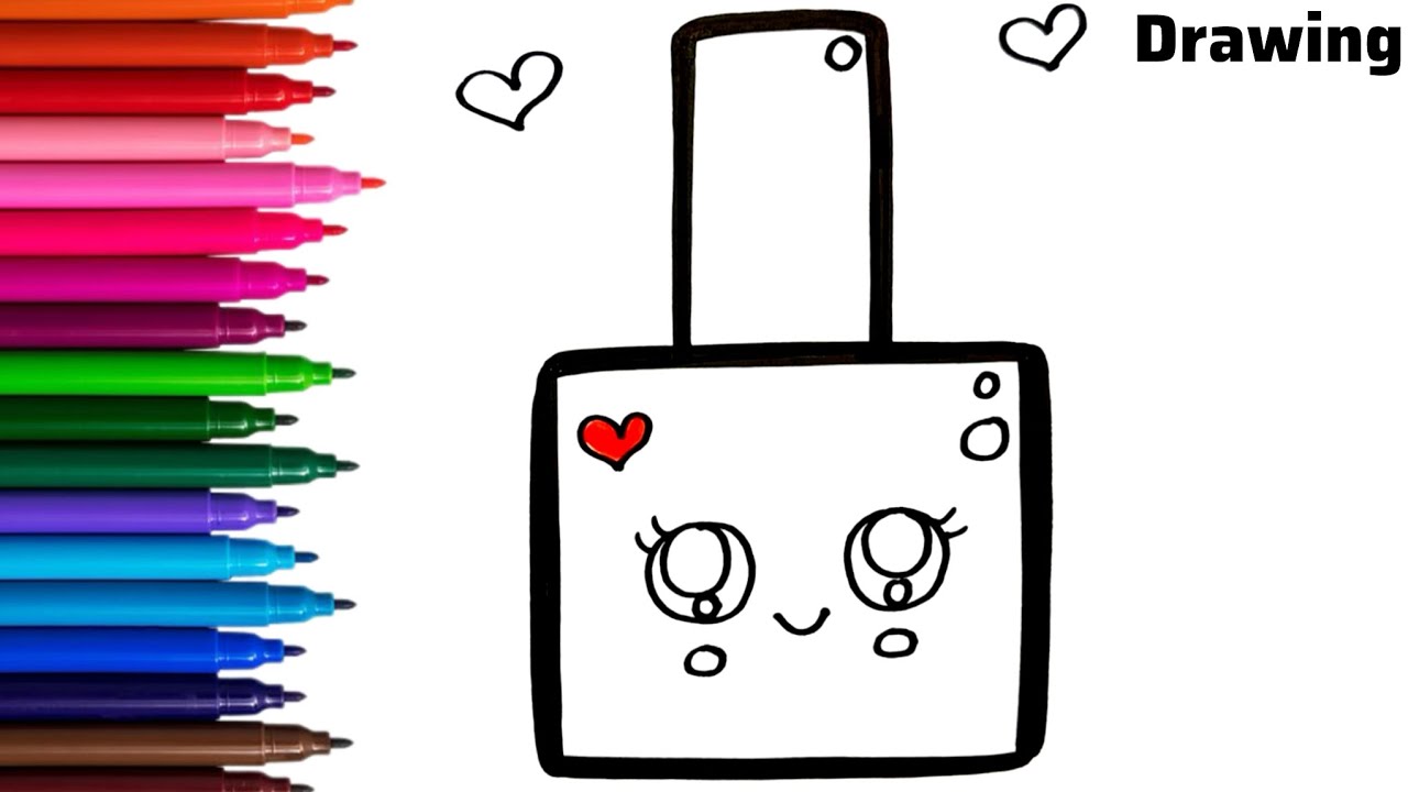 Draw A Cute Nail Polish Bottle Easy | Nail Polish Drawing | Drawing For Kids