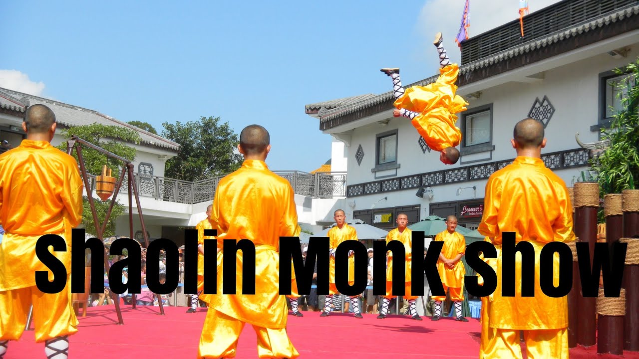 Spectacular  Martial Arts performance by  shaolin monks on Hong Kong's Lantau Island