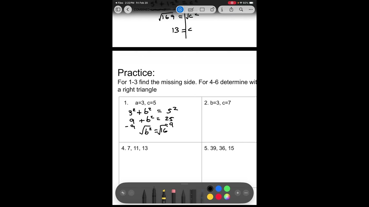 8th Math - Unit 5 Topic 1 - Day 1 - Pythagorean Theorem and the Converse
