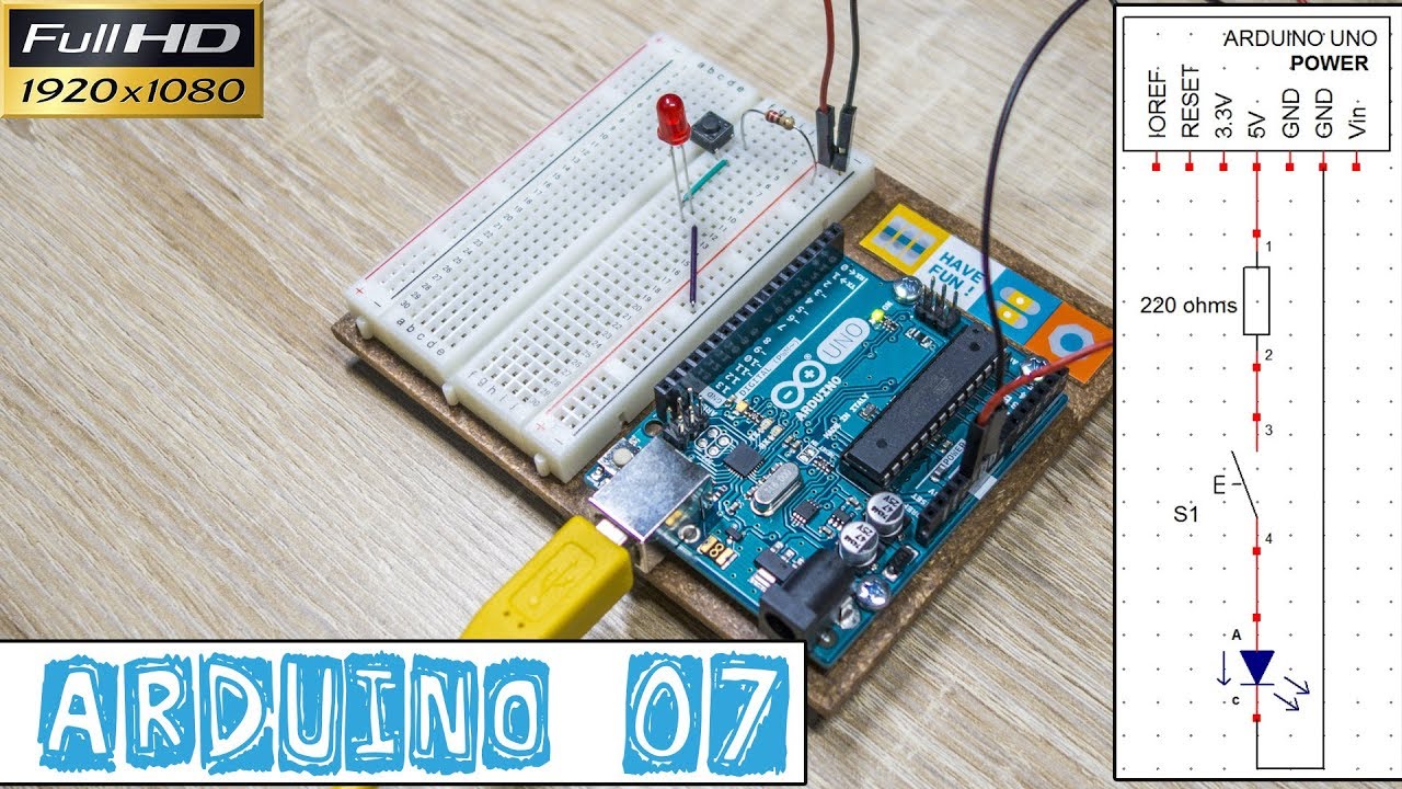 Arduino07-Utilisation et intégration du BOUTON POUSSOIR dans le câblage de la Breadboard