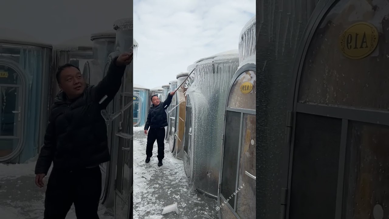 Clear frozen pipe,Interesting ice #asmr #satisfying  #funny #odlysatisfying #snow #ice #fyp