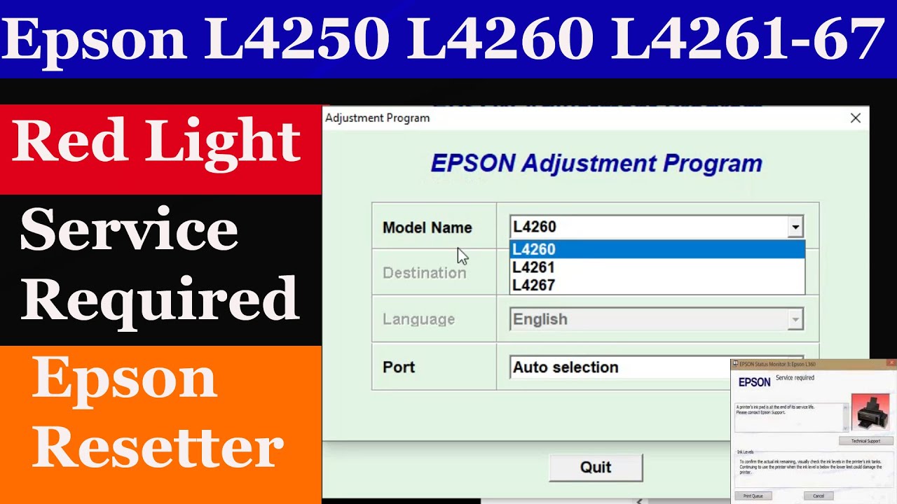 Epson L4250,L4260,L4261,L4266,L4267 Adjustment program Resetter   | Service Required Issue  |