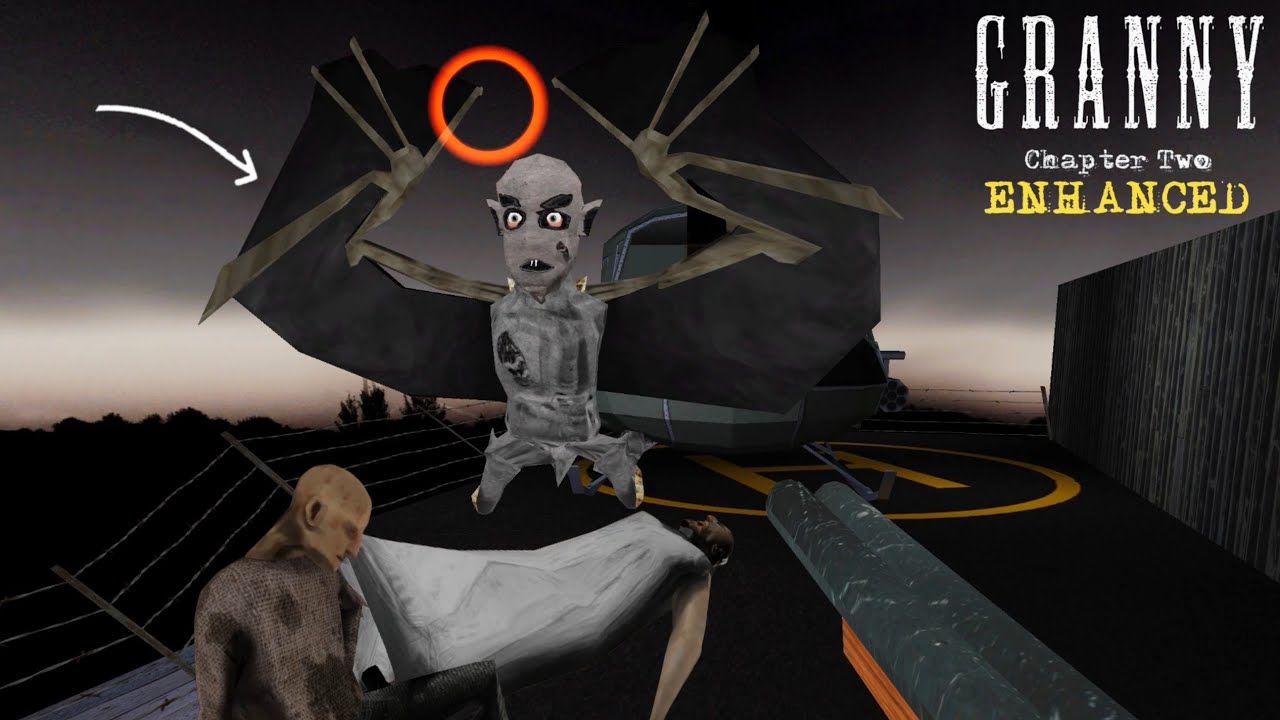 Nosferatu Bat reaches near Helicopter Area with Granny in Granny 2 Enhanced Update