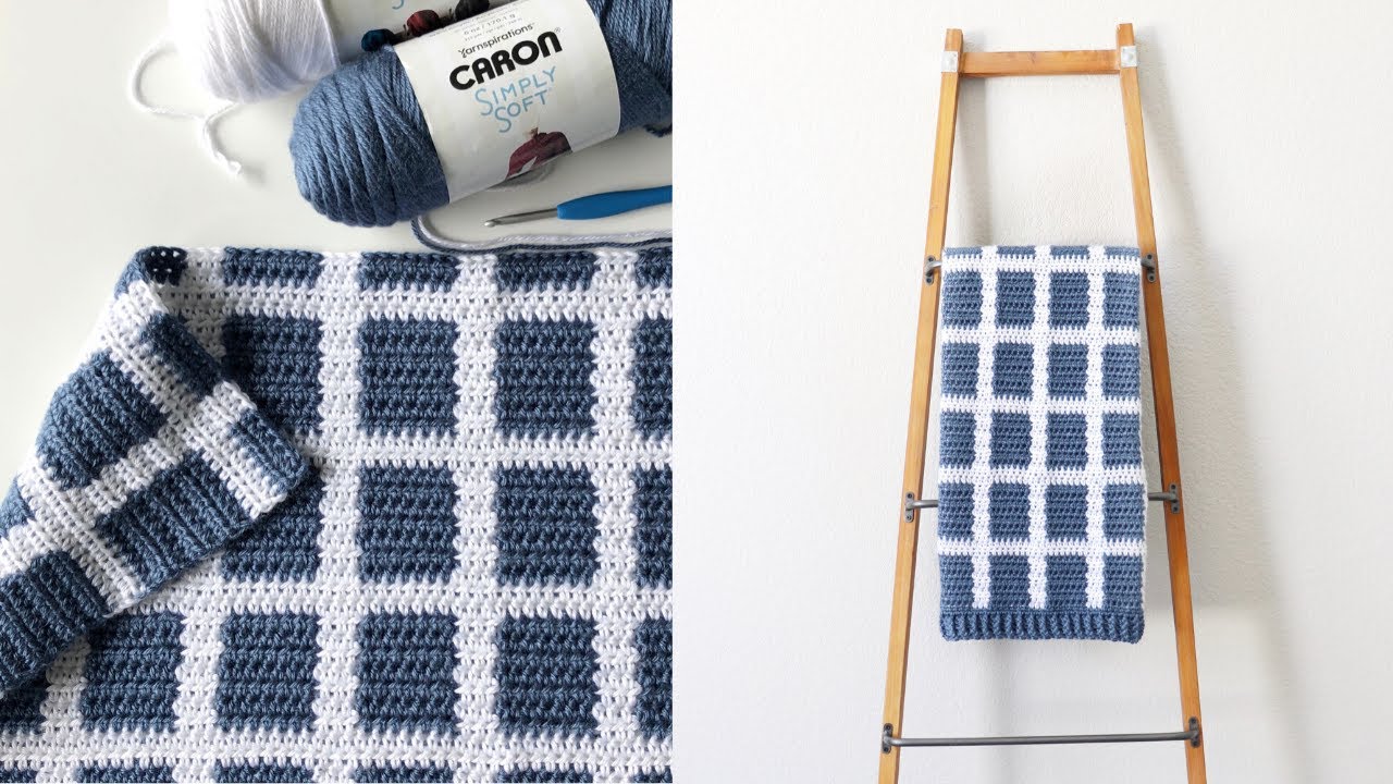 Crochet Windowpane Gingham Baby Blanket