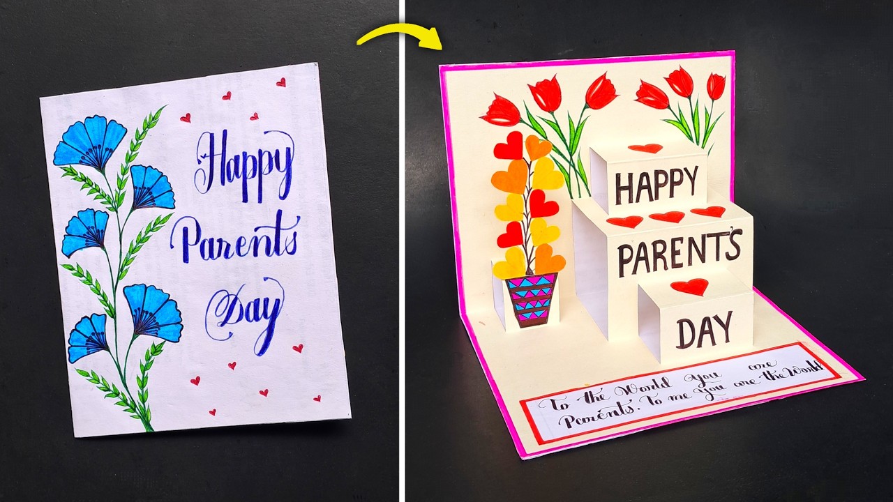 DIY Parents day pop-up card // Parents day greeting card // Parents day card ideas