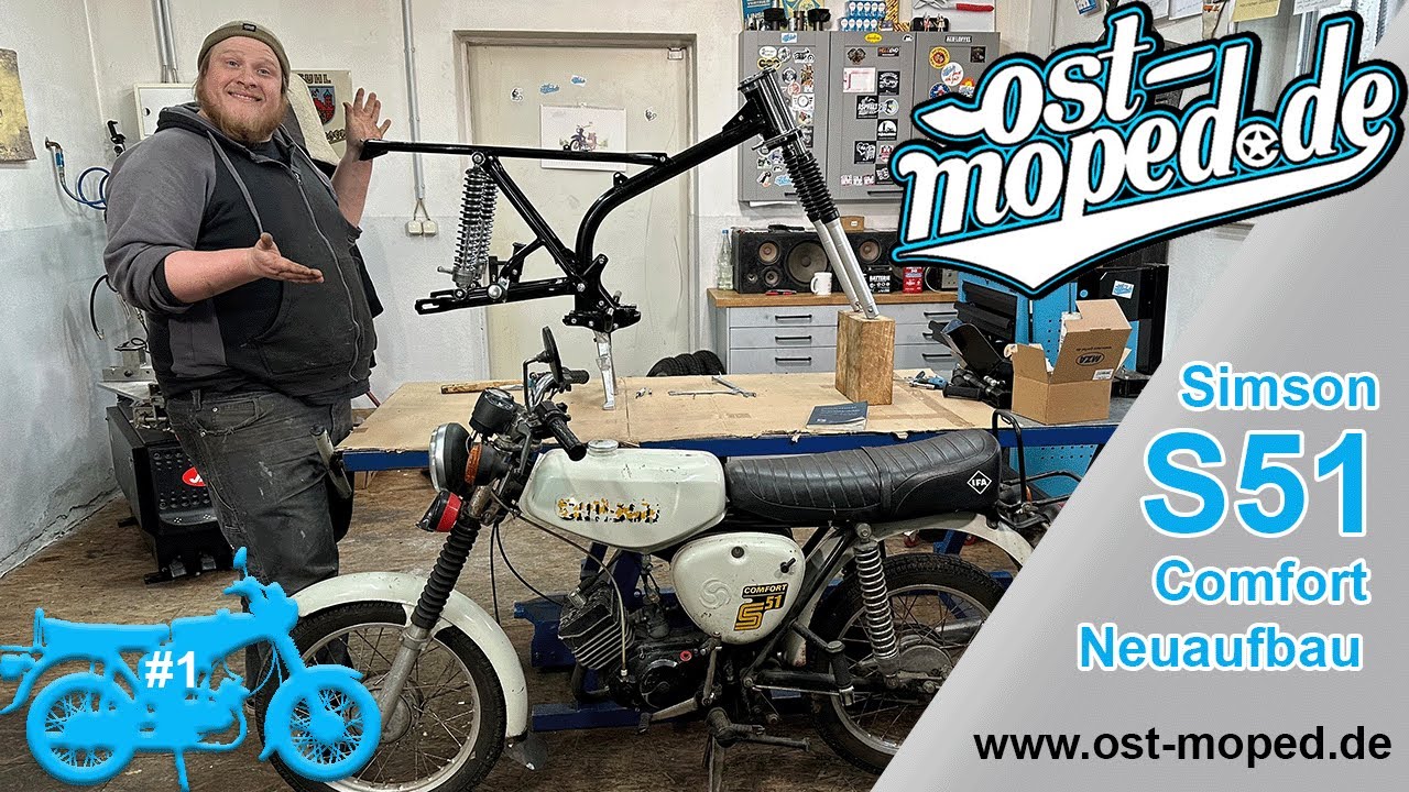 Simson S51 Comfort Neuaufbau 💪 | Rahmen und Dämpfer | Folge 1