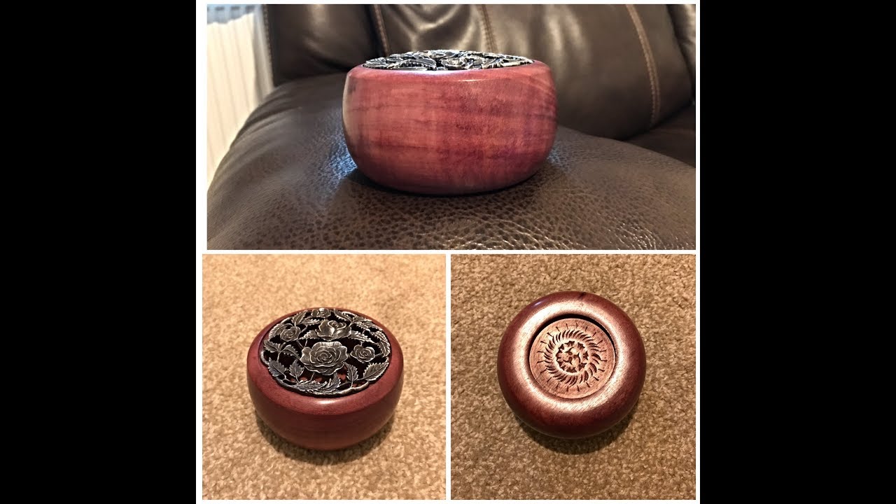Woodturning a Purple Heart Potpourri Hollow Form  - Sorby Texturing Tool #1