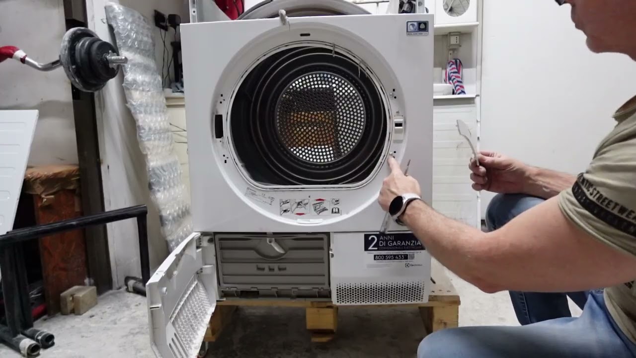 asciugatrice electrolux, sostituzione cestello, cinghia, e test pompa acqua.