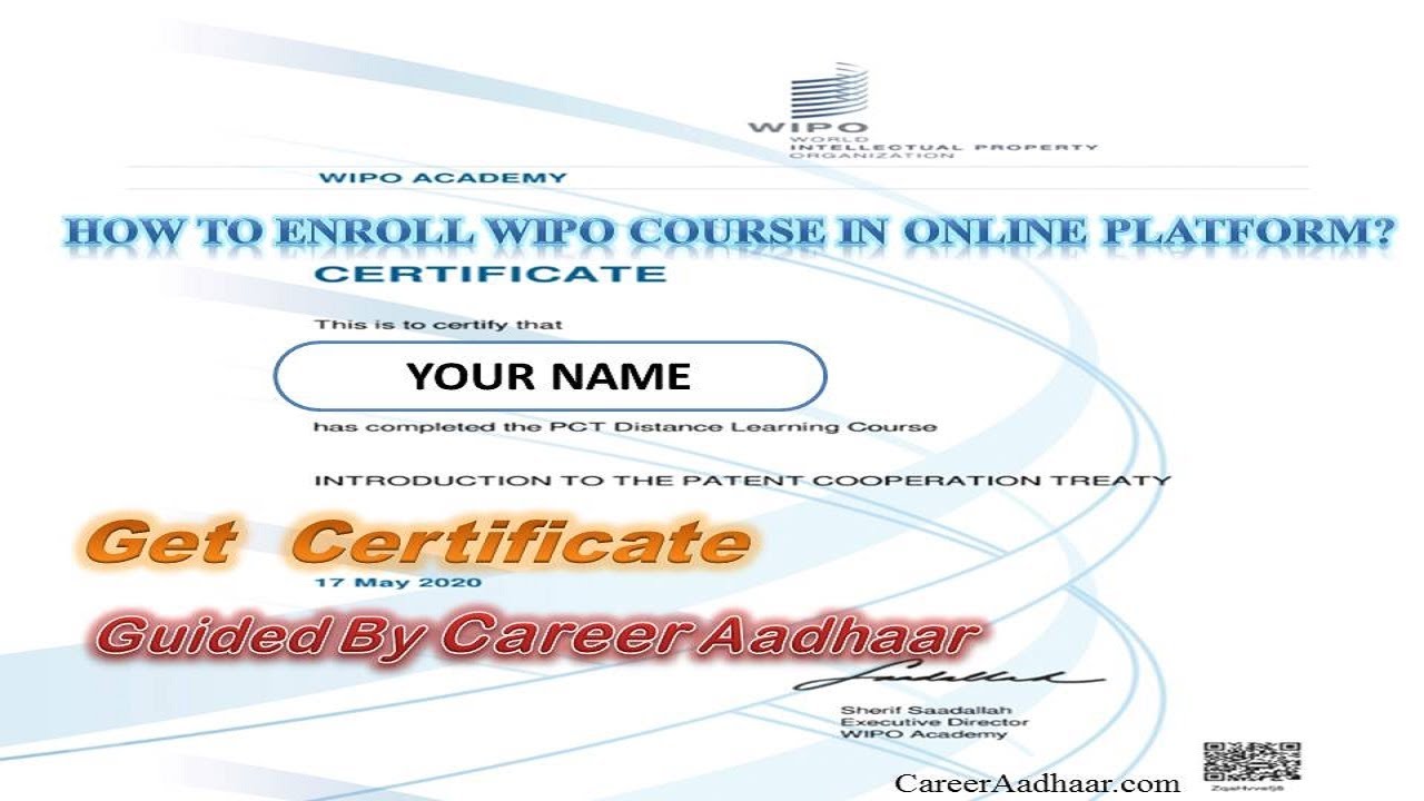 How to apply WIPO  Free and Paid Certificate courses at online platform ?# Career Aadhaar