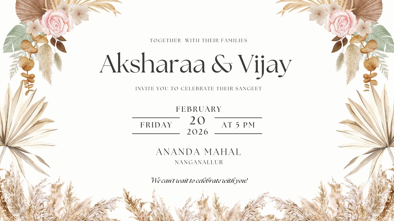 Aksharaa & Vijay I Sangeet I 20-Mar-2026 I 5.00PM I Ananda Mahal, Nanganallur, Chennai