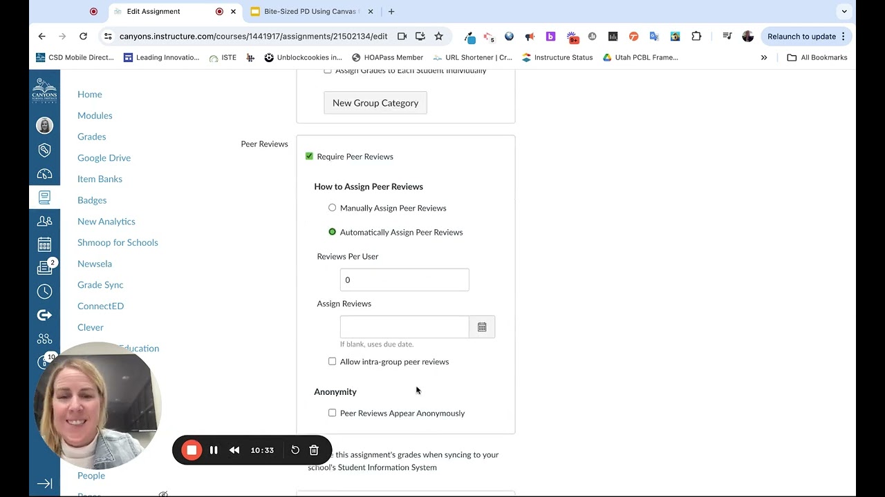 Bite Sized PD: Using Canvas to Assign Peer Reviews