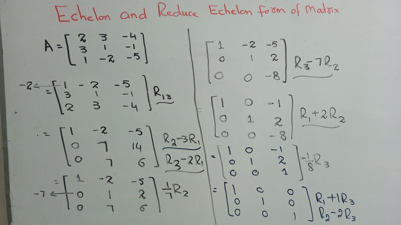 Row Echelon form of Matrix Explained | Echelon and Reduce Echelon Form