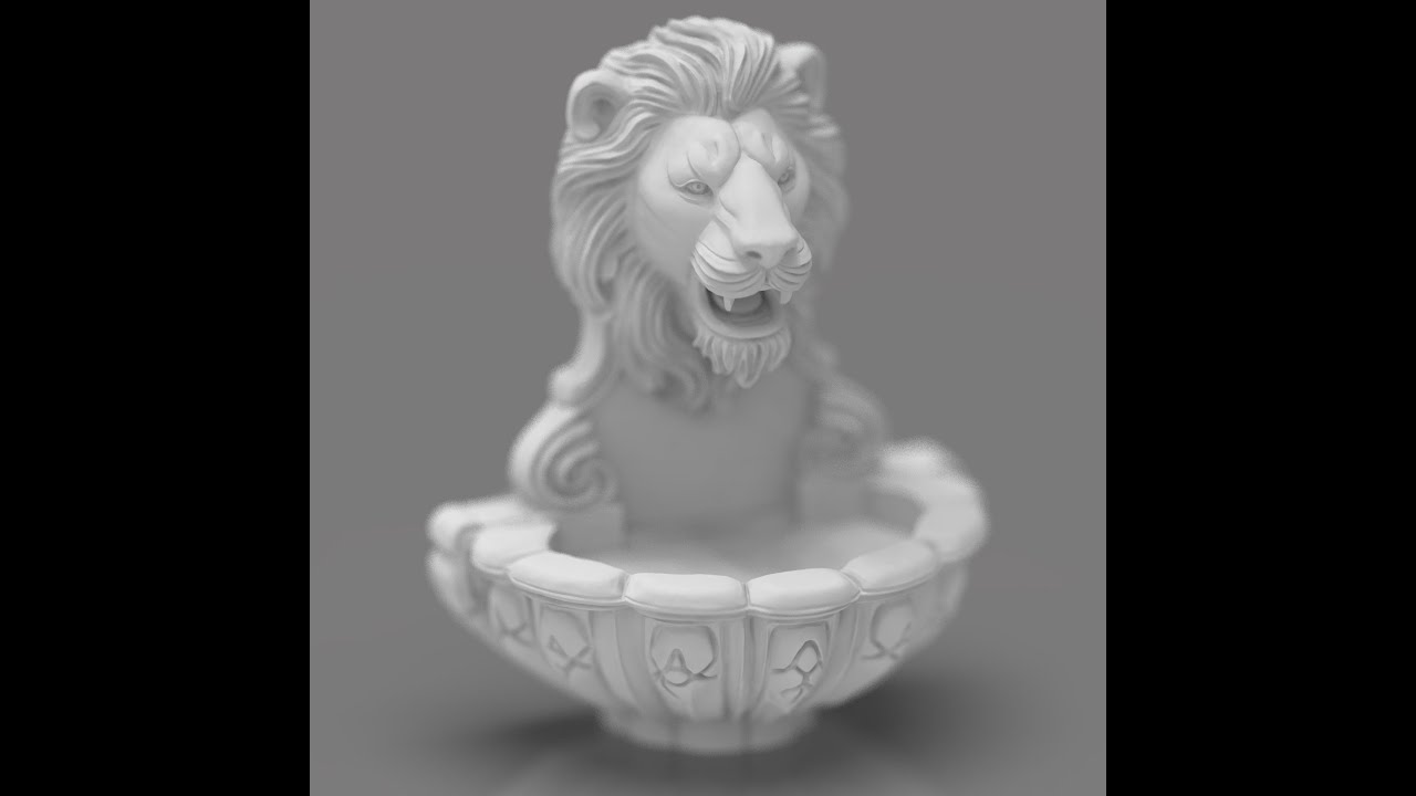 🦁 Lions Fountain Majesty – STL 3D Print Model | 360° Showcase | Decorative Lion Head Fountain 🖤