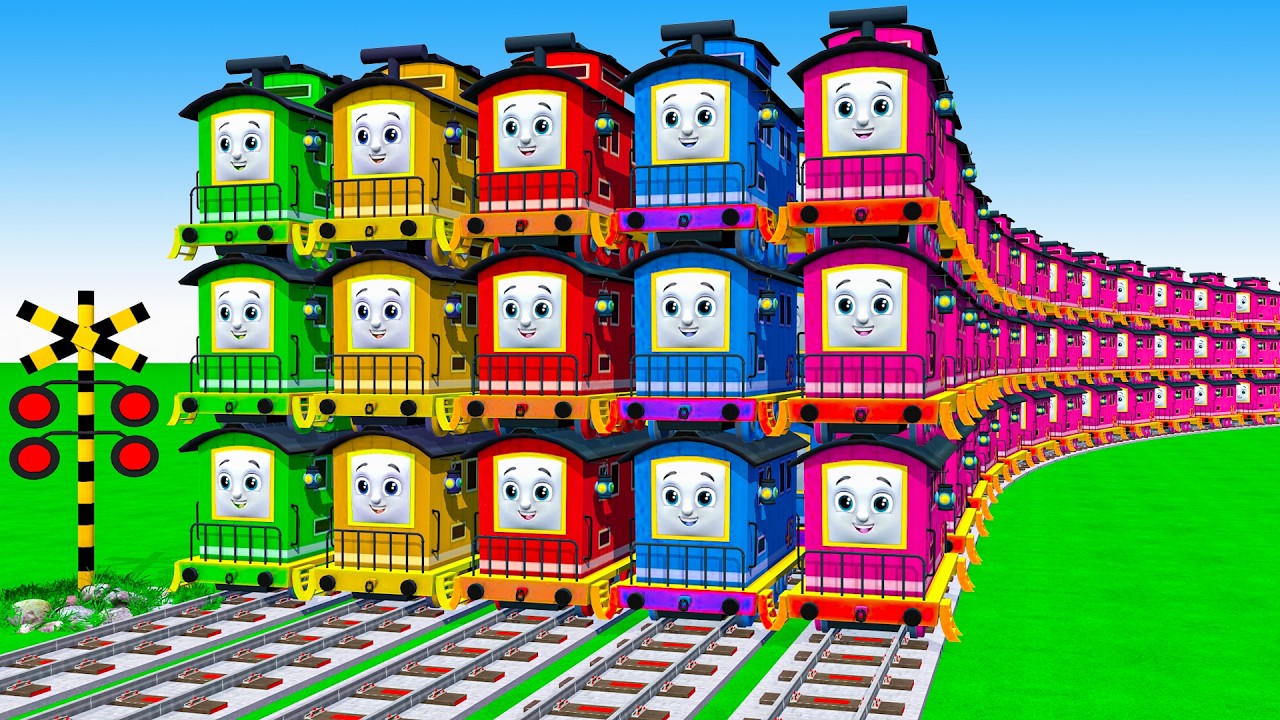 【踏切アニメ】あぶない電車 5 TRAIN Thomas Climping Pynamid 2025| Railroad Crossing Animation #1