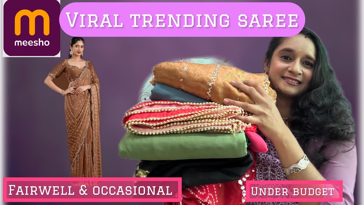 ,🌺Messho. Viral trending 🌷 fairwell & occasion wear saree  under budget #meesho #viralvideo 