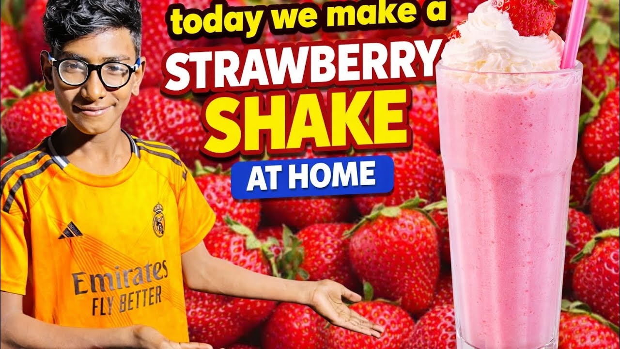 Today we make strawberry shake at home #viral vlog# 