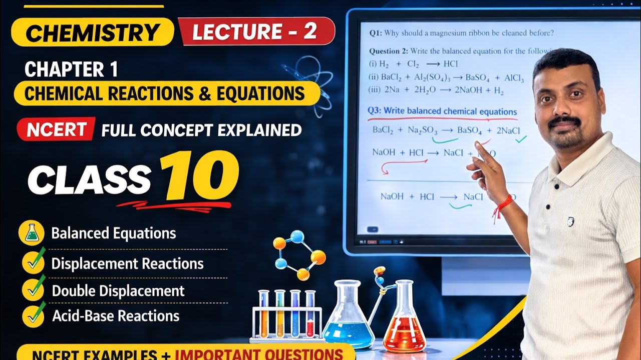 Class 10th chemistry chapter 1 NCERT chemical reactions and equation . Balanced and unbalanced eqn.