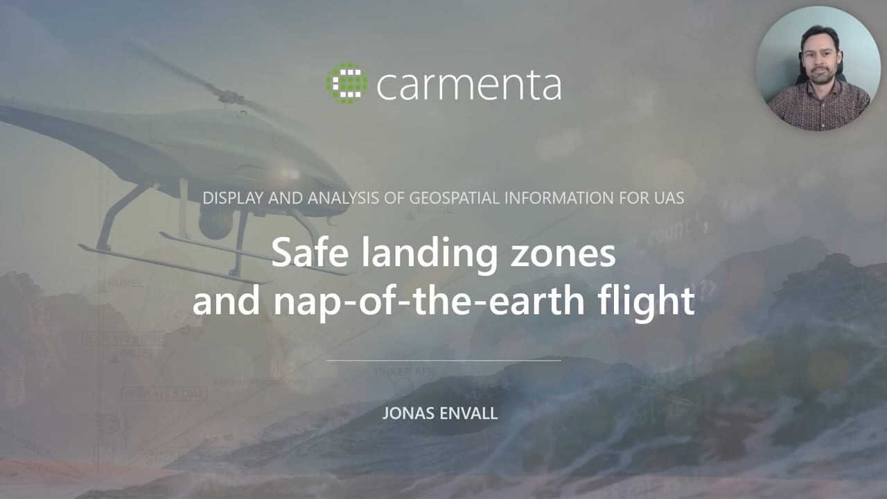 Safe landing zones and nap of the earth flight for UAS with Carmenta Engine.