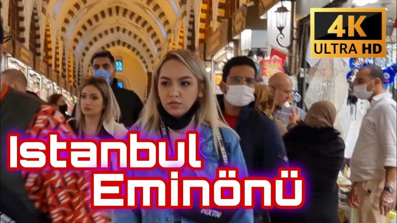 Istanbul Eminönü Old Bazaar Walking Tour 24 October 2021 |4k UHD 60fps