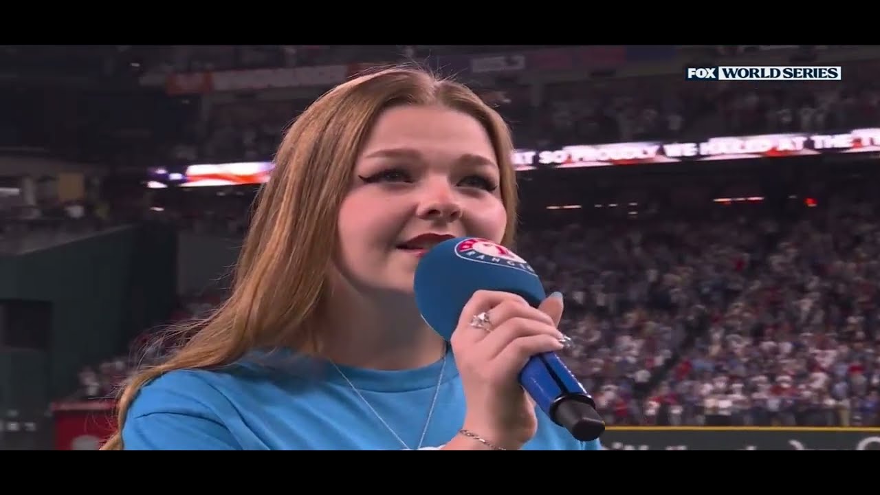 World Series Game 2 Rangers - Diamondbacks Singer Pearle Peterson National Anthem #mlb #worldseries