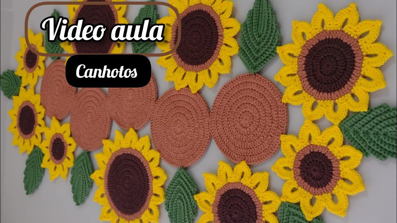 Canhotos Trilho de mesa girassol vídeo aula #trilhodemesaemcrochê