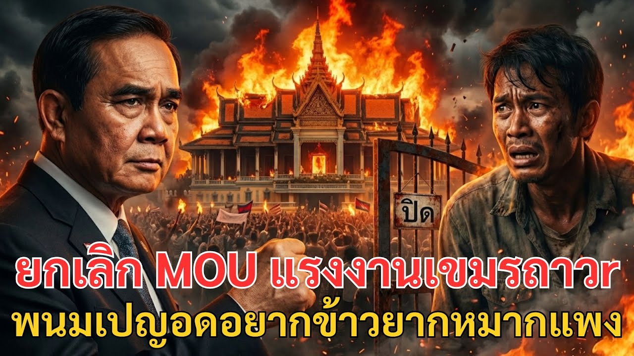 ไทยปิดประตูตาย! ยกเลิก MOU แรงงานเขมรถาวr พนมเปญอดอยากข้าวยากหมากแพง คนนับล้านเผาวัง!