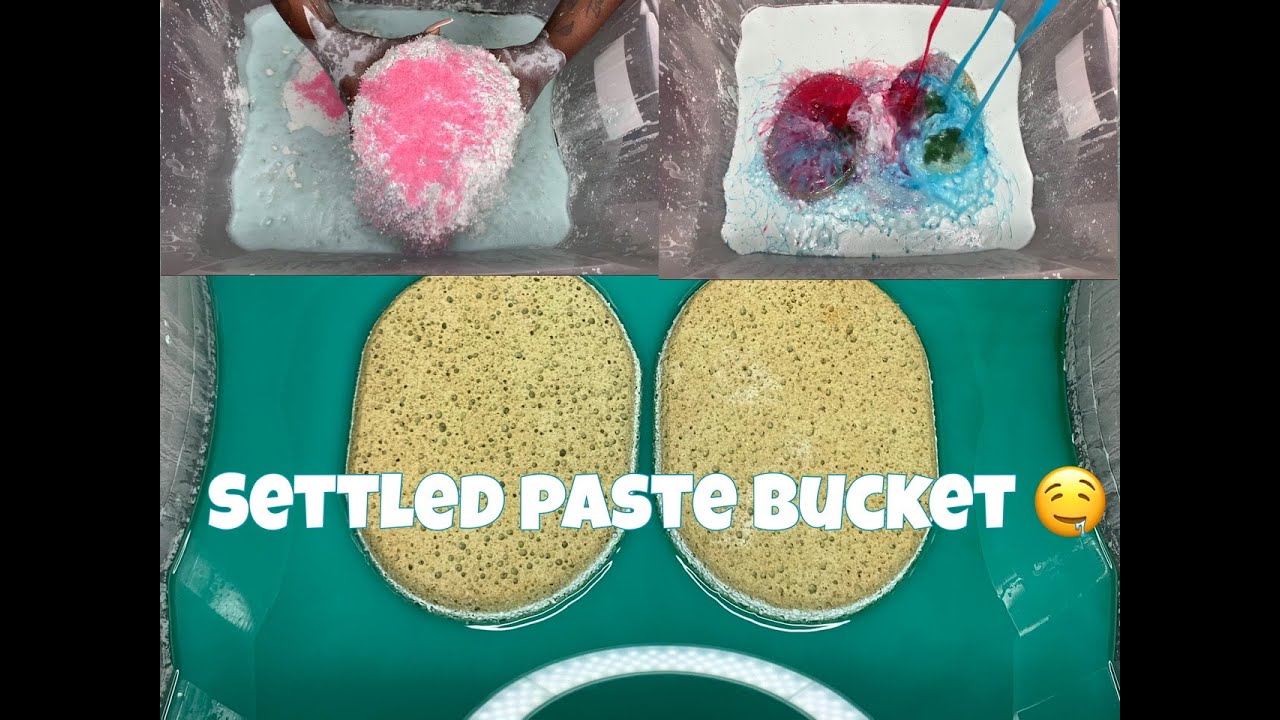 SETTLED PASTE BUCKET 🤤 | ASMR SPONGE 🧽 SQUEEZING
