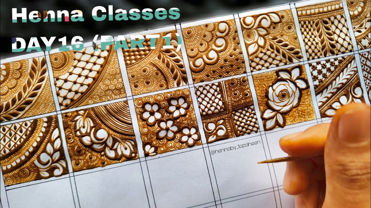 Tazaheen Henna Classes Day 16 (part 1) ||Learn Detailed Henna with Tazaheen Henna Classes 2023