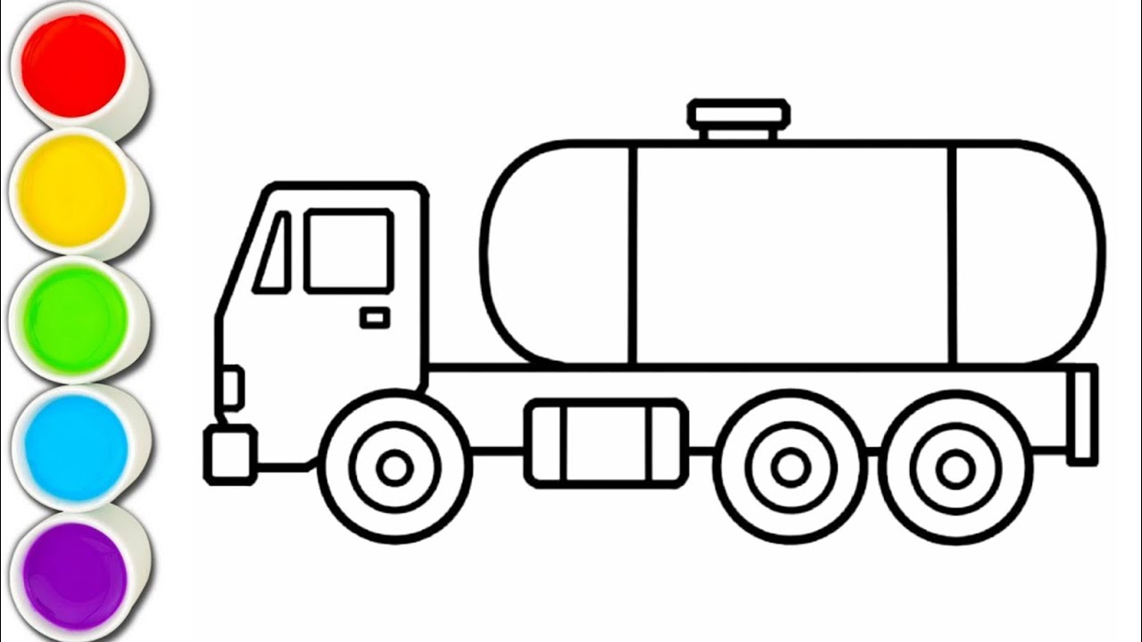 How to Draw Water Tanker Truck Easy 🚛 | Tanker Truck Drawing and Coloring for Kids