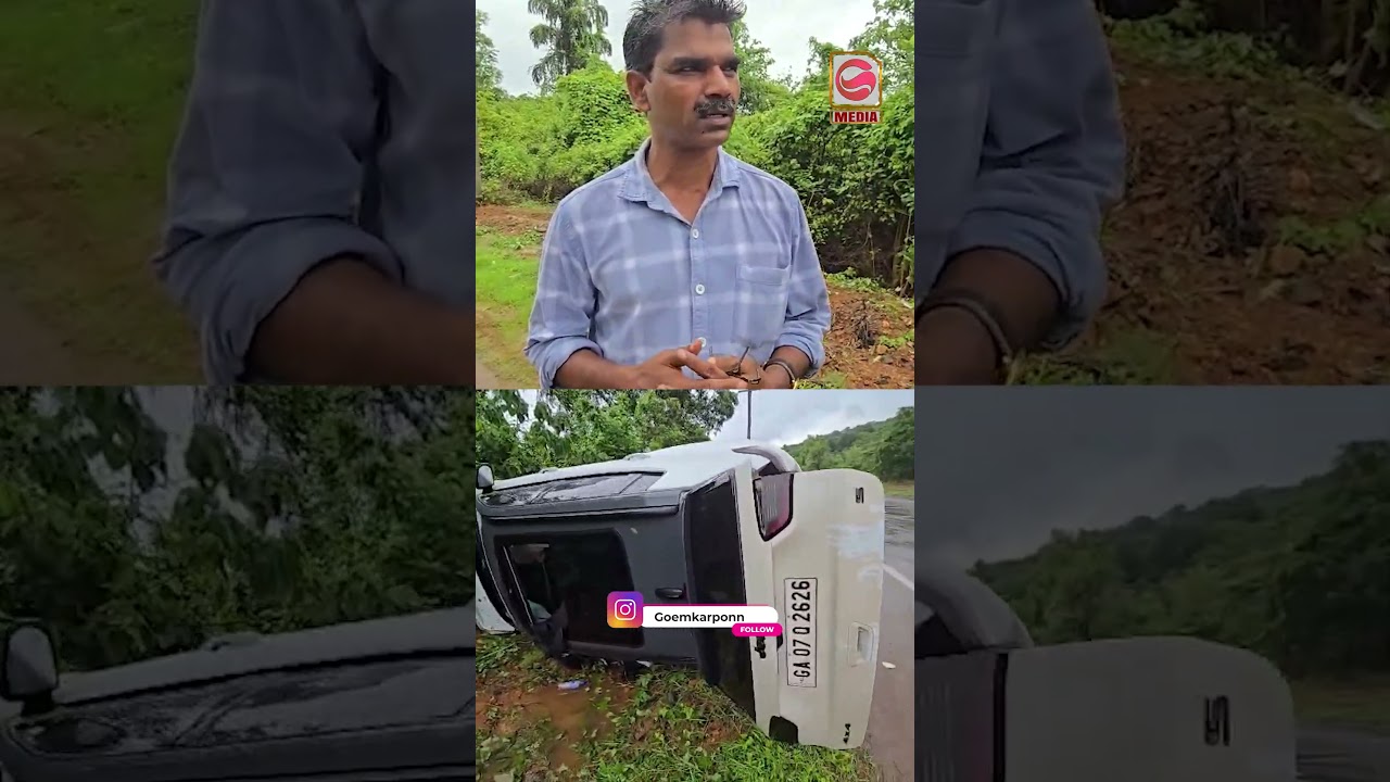 Jeep Overturns on Rain-Slick NH-66 in Pernem; Locals Raise Safety Concerns