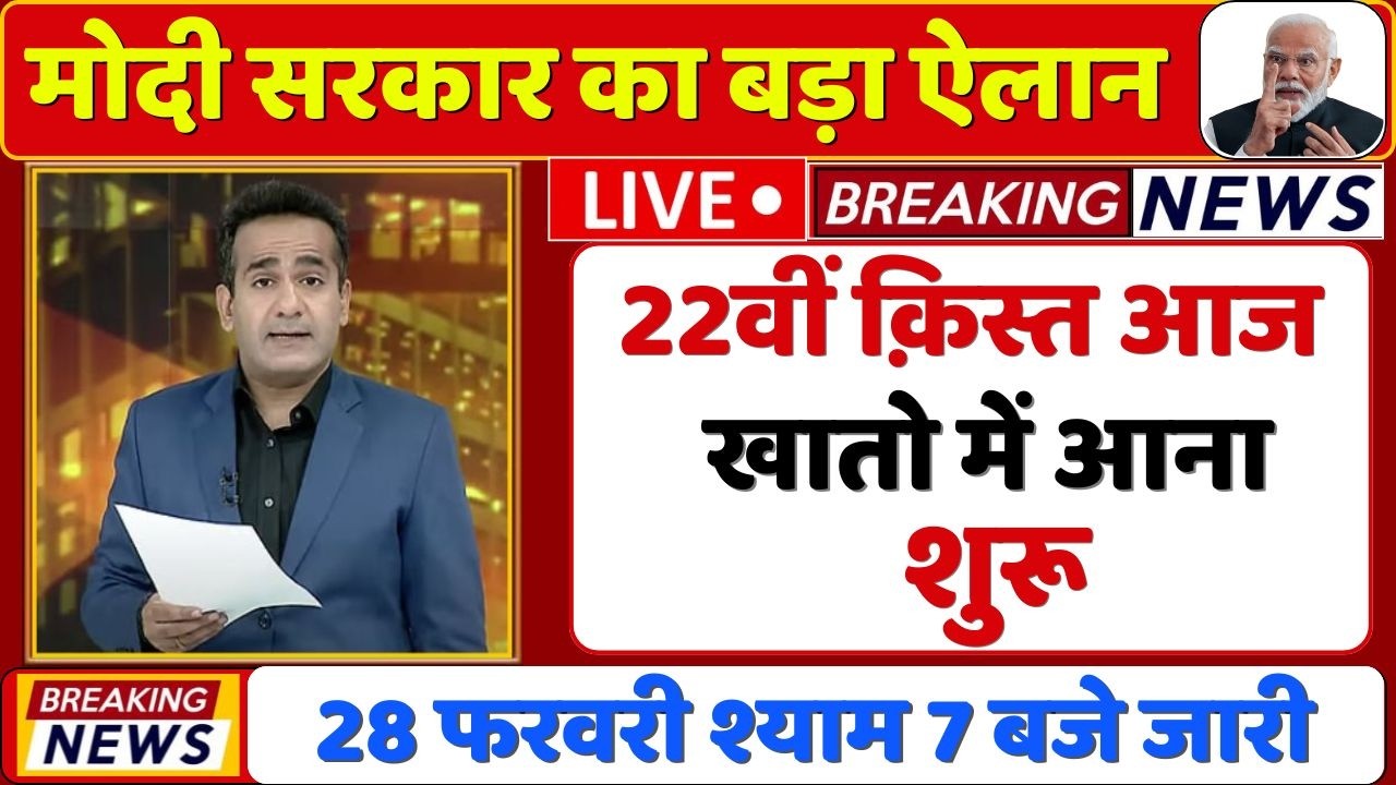 28 फरवरी पीएम किसान योजना की 22वीं किस्त का पैसा आना शुरू 18 हजार करोड़ का बजट पास अब मिलेंगे 3000