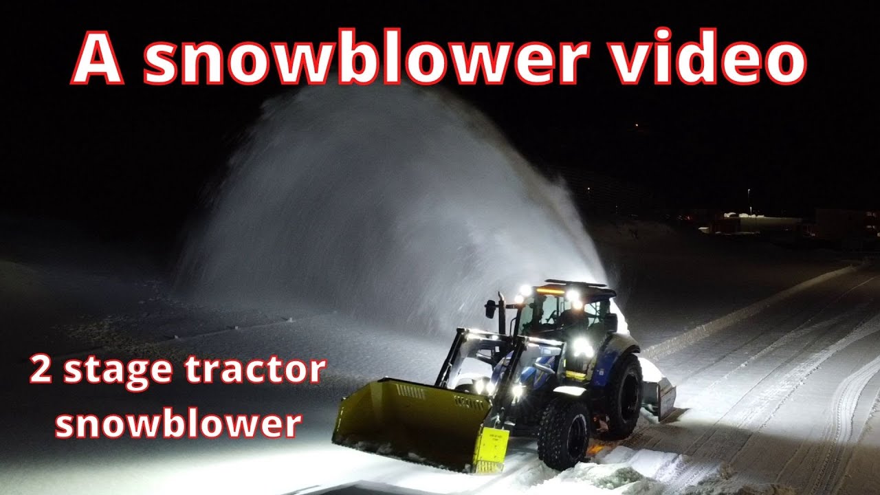 2 stage tractor snowblower in deep snow