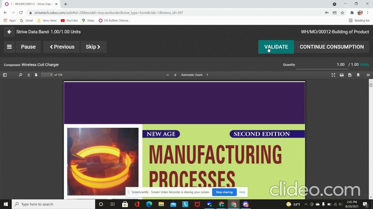 Full cycle sales order, manufacturing, and delivery process in Odoo.