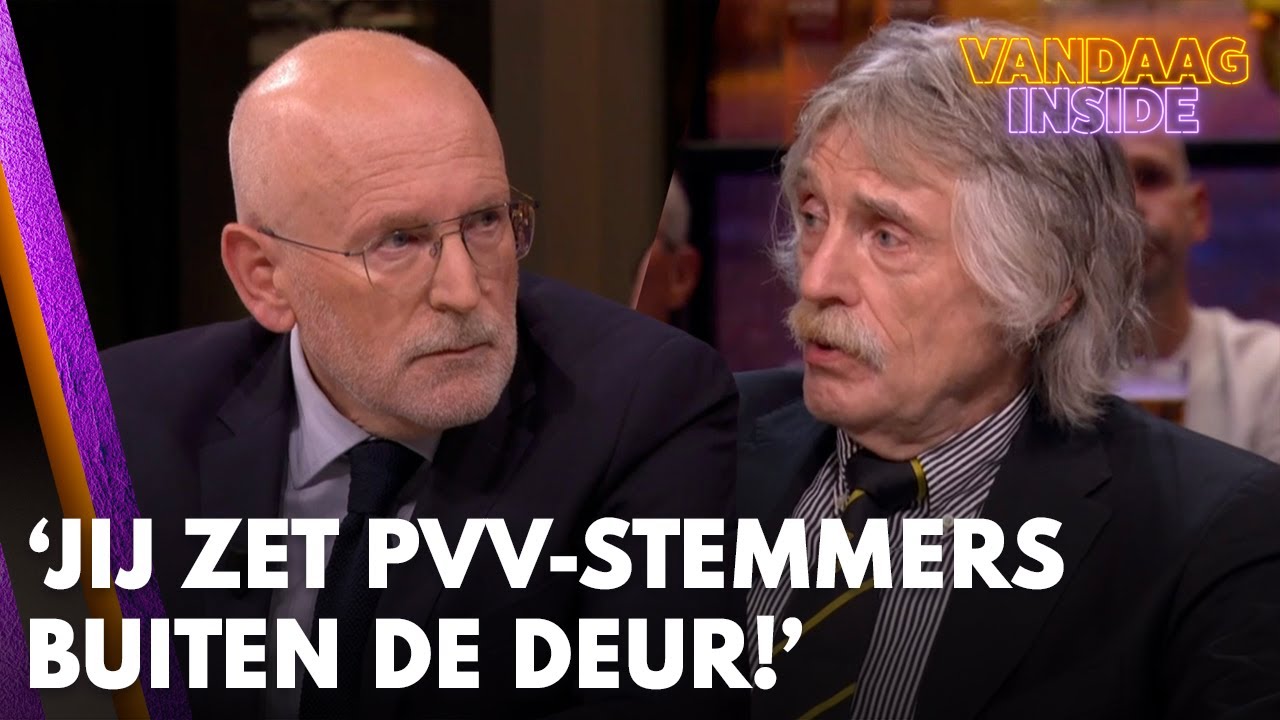 Johan Derksen tegen Frans Timmermans: 'Jij zet 2,5 miljoen Wilders-stemmers buiten de deur!'