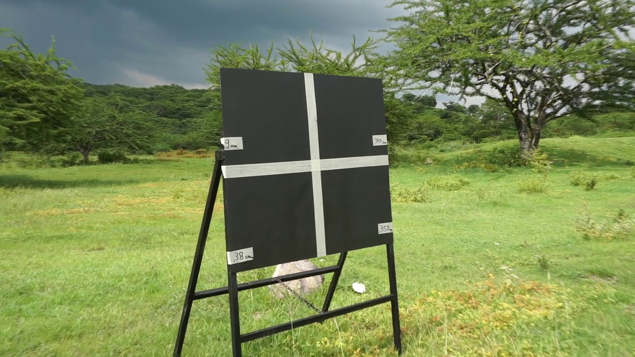 9mm vs 40 s&w vs 38 sp vs 357 mg vs steel plate 1/8 inch