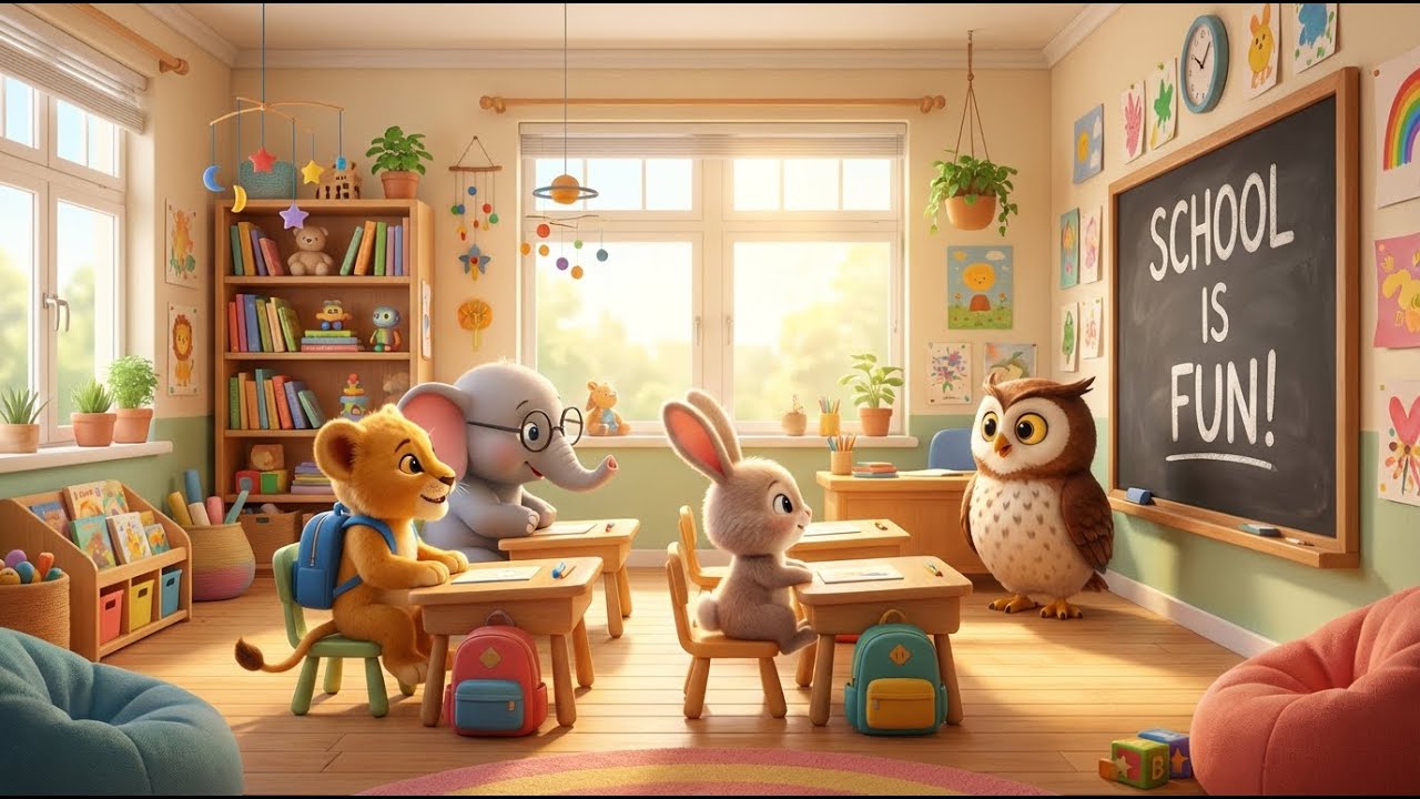 Funny Animals Go To School! 🎒 Nursery Rhymes & Kids Songs for Preschoolers