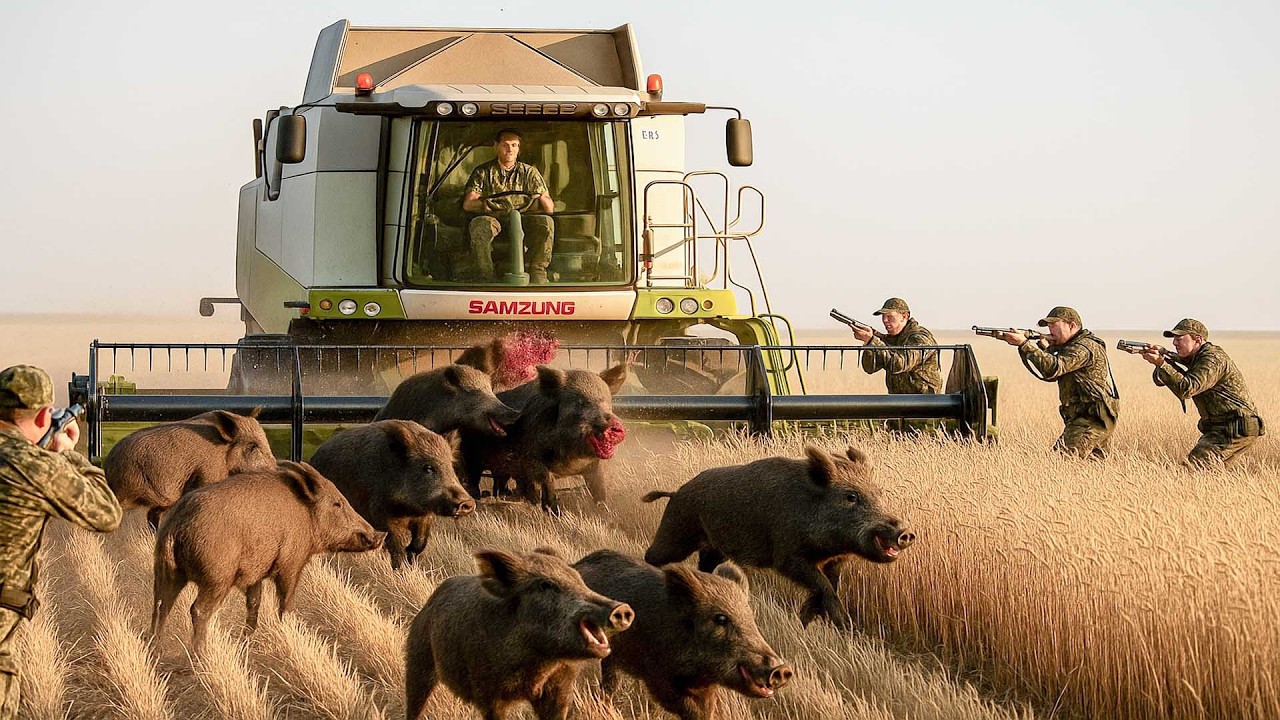 Wildschwein-Angriff bei der Ernte &ndash; J&auml;ger trifft mit pr&auml;zisem Schuss!