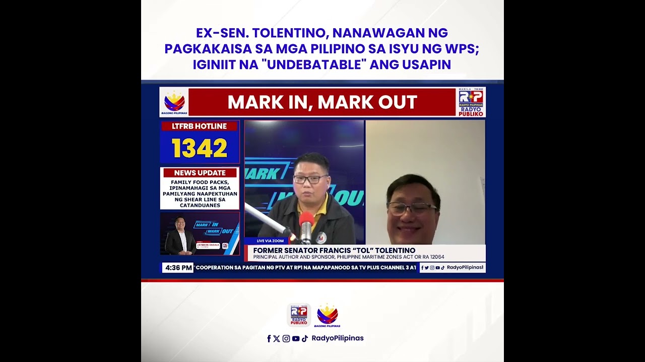 Soberanya at teritoryo ng Pilipinas, 'undebatable' — Former Sen. Tolentino