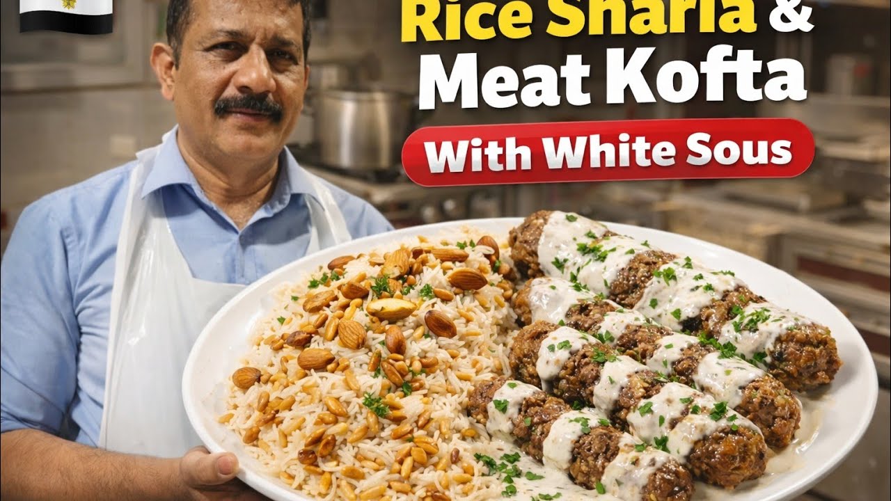 Rice Sharia &Meat Kofta with white sauce  🤗🤗