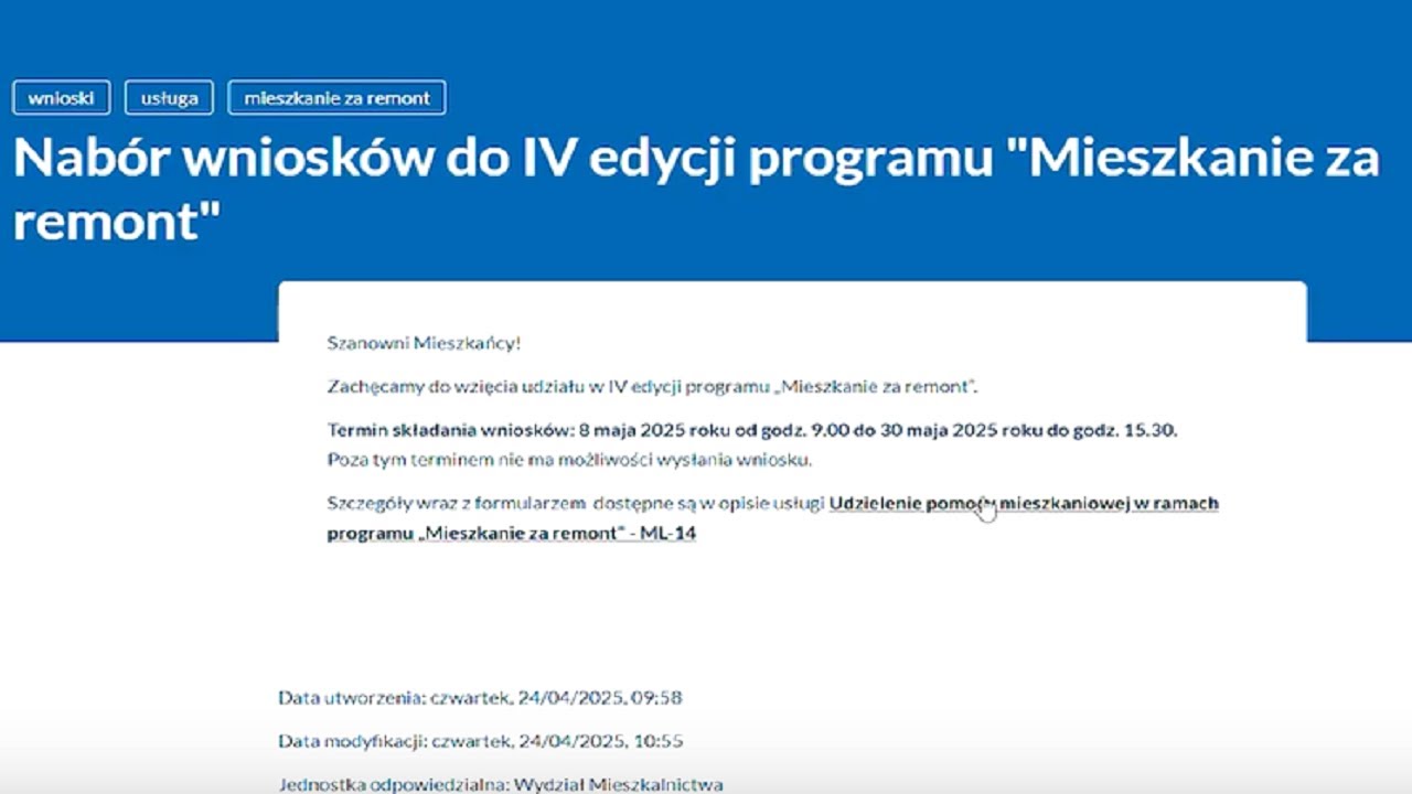 „Mieszkanie za remont” – instrukcja składania wniosku