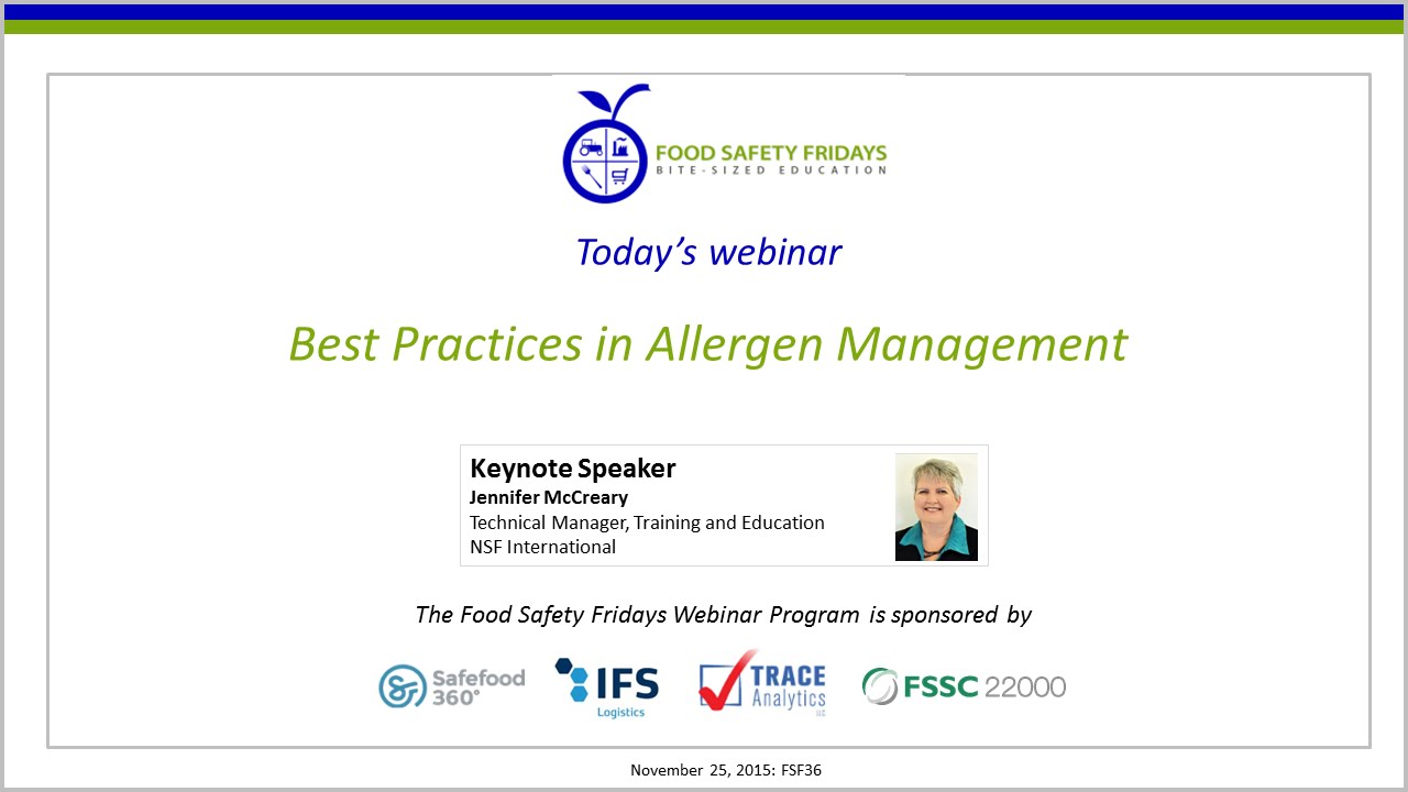 Best Practices in Allergen Management