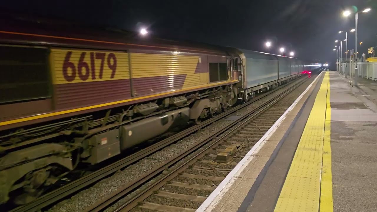 A very smokey 66179 on the Morris cars at Eastleigh 