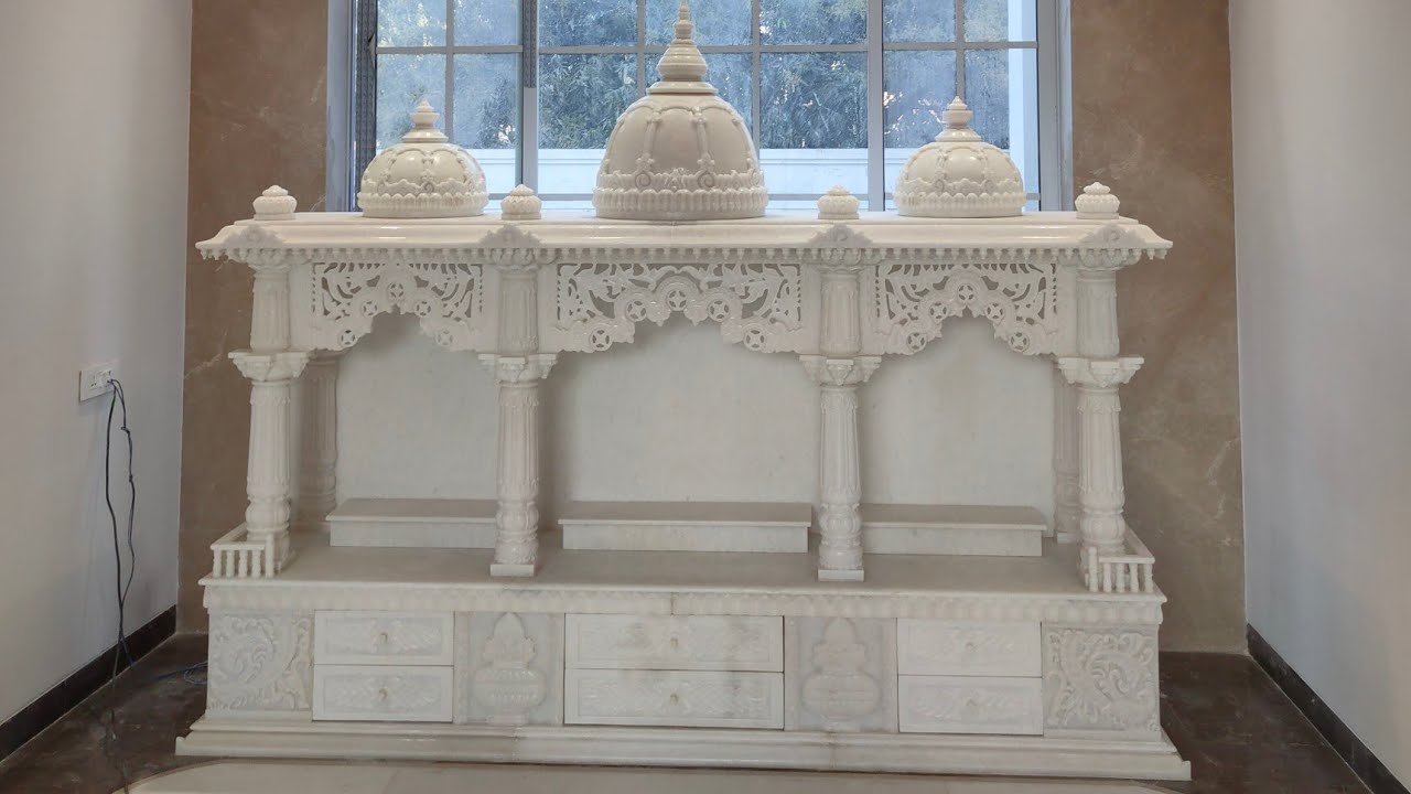 Large Marble Temple | Large Temple from White Marble 9 Feet Long | GMB Idols & Temples