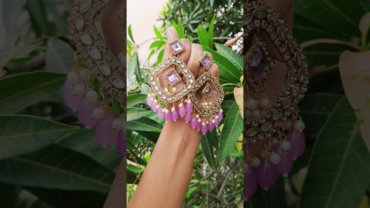 Diy earrings 💖 kundan stones earrings making #diy #shorts #diyjewellerymaking