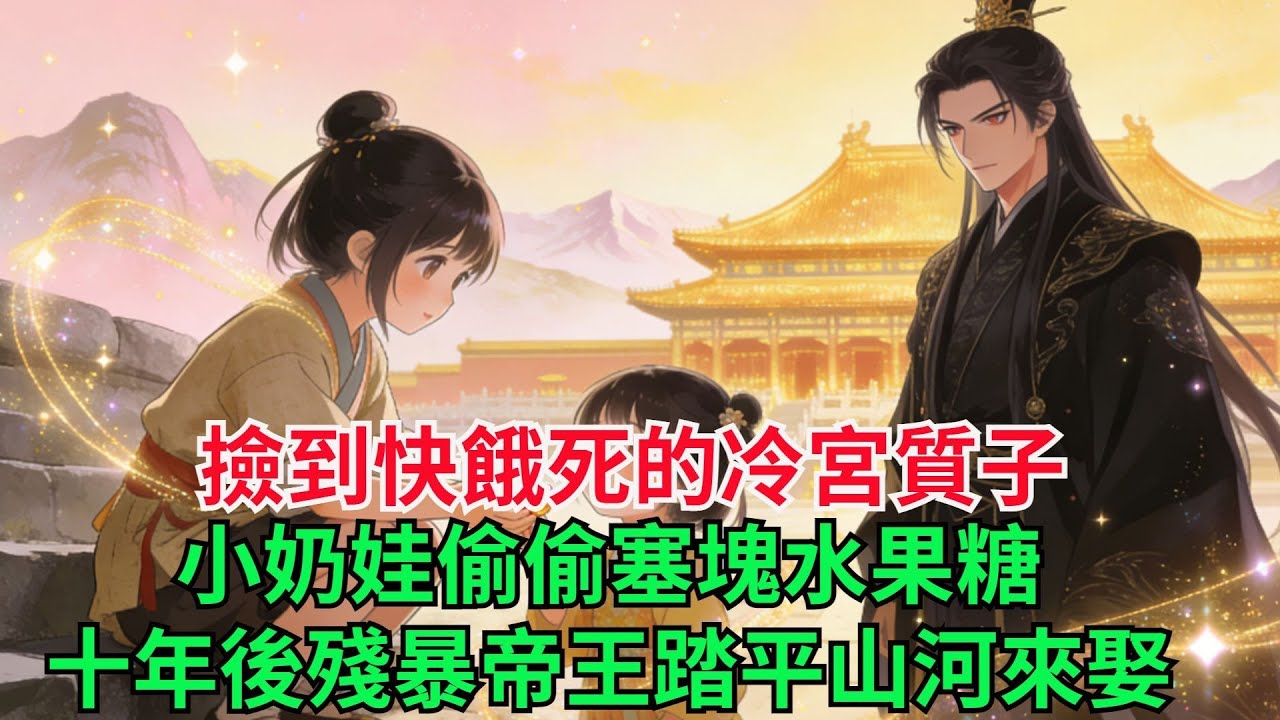 撿到快餓死的冷宮質子，小奶娃偷偷塞塊水果糖，十年後殘暴帝王踏平山河來娶
#穿越#有聲書#爽文#萌娃#團寵